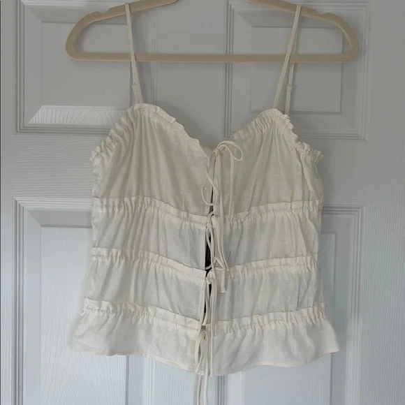 NWT Cream Tie-Front Top - Picture 5 of 8